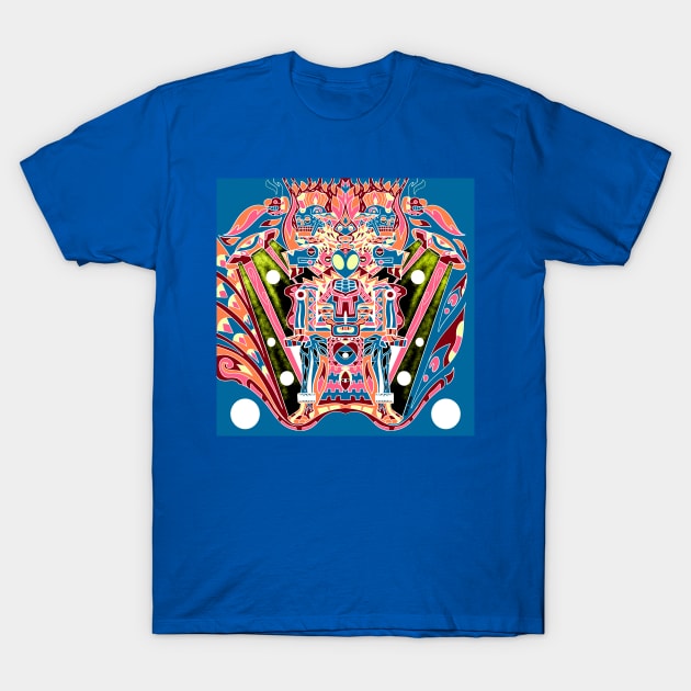 Alien death throne mictlan in galaxy mayan ufo pattern ecopop T-Shirt by jorge_lebeau